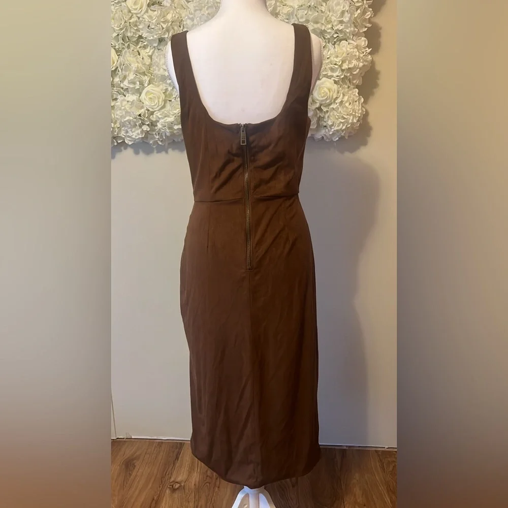 Steve Madden Chocolate Faux Suede Brown Sleeveless Midi Dress